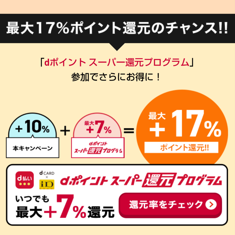 dポイントスーパー還元プログラムと併用可能