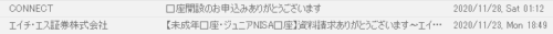 口座開設申込メール